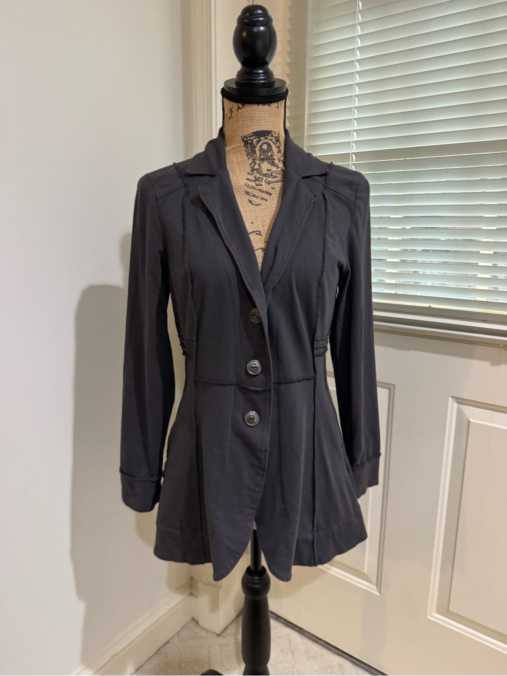 Women's charcoal gray Tailored Button Front cotton blend Jacket size M